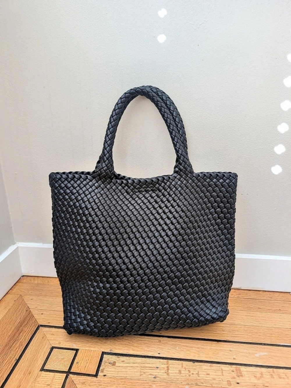 Woven Tote in Black Like New